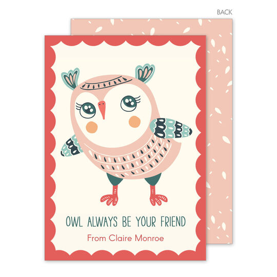 Pink Owl Valentine Exchange Cards
